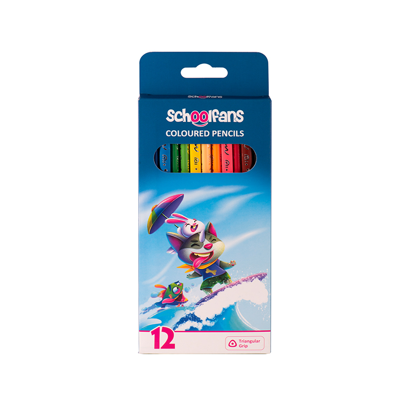 مداد رنگی ۱۲ رنگ سه‌گوش جعبه مقوایی