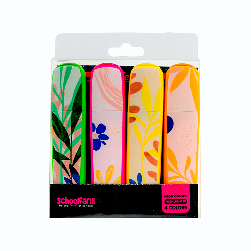 هايلايتر نئون كلاسيک طرح دار بسته 4 رنگ