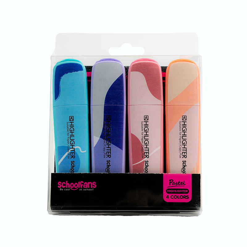هايلايتر پاستلی كلاسيک طرح دار بسته 4 رنگ