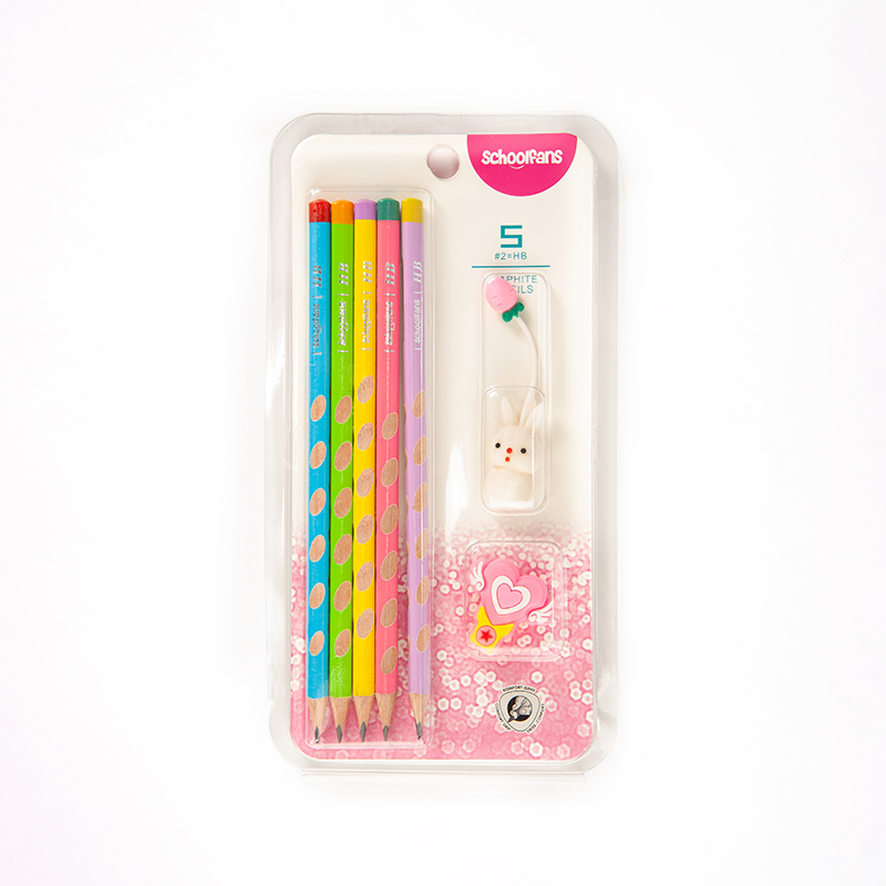 مداد مشکی سه‌گوش پلیستر ۵ عددی به همراه سرمدادی Groove Slim